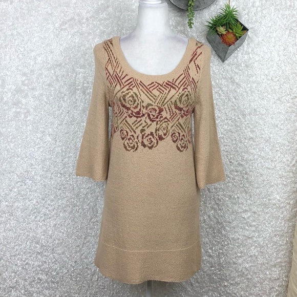 NWT Free People Desert Rose Boho Knit Bell Sleeve Sweater Tunic Dress Size S - Picture 10 of 10